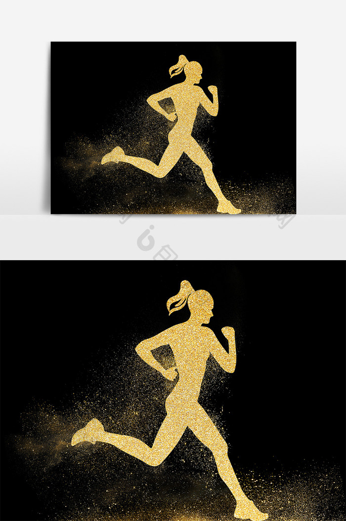 金色颗粒纹理炫酷大气奔跑的人积极向上素材
