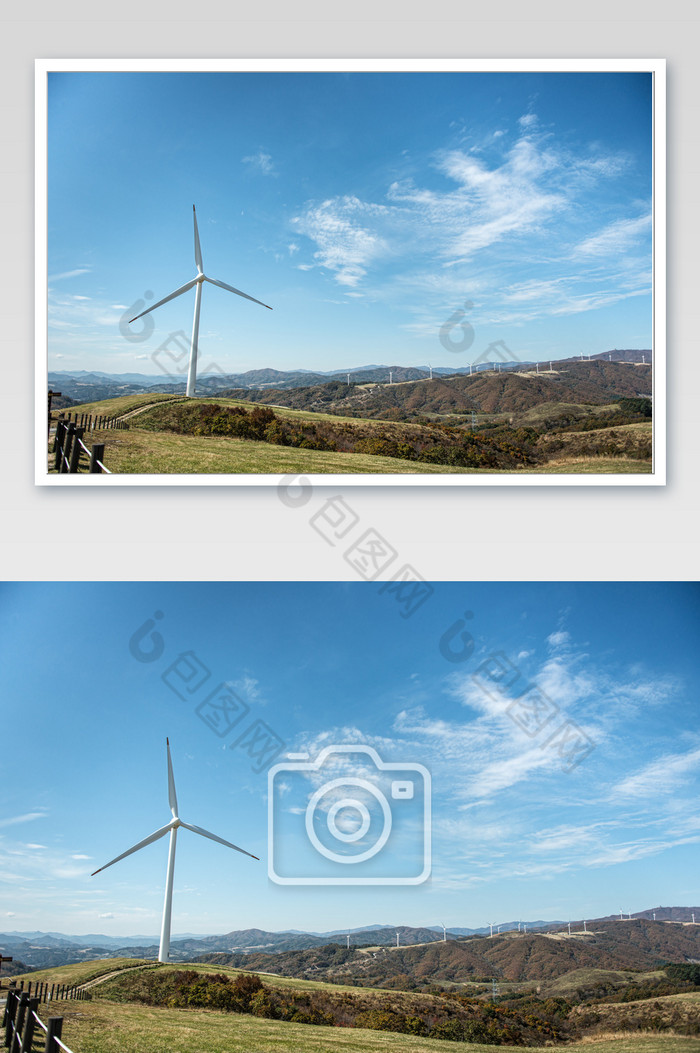蓝天白云和风力发电机图片图片