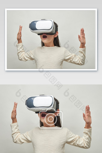 戴VR眼镜探索张嘴惊讶表情图片