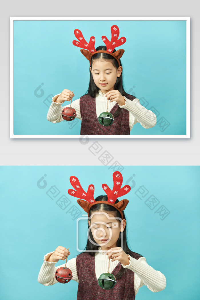 圣诞节手提铃铛的女孩图片图片