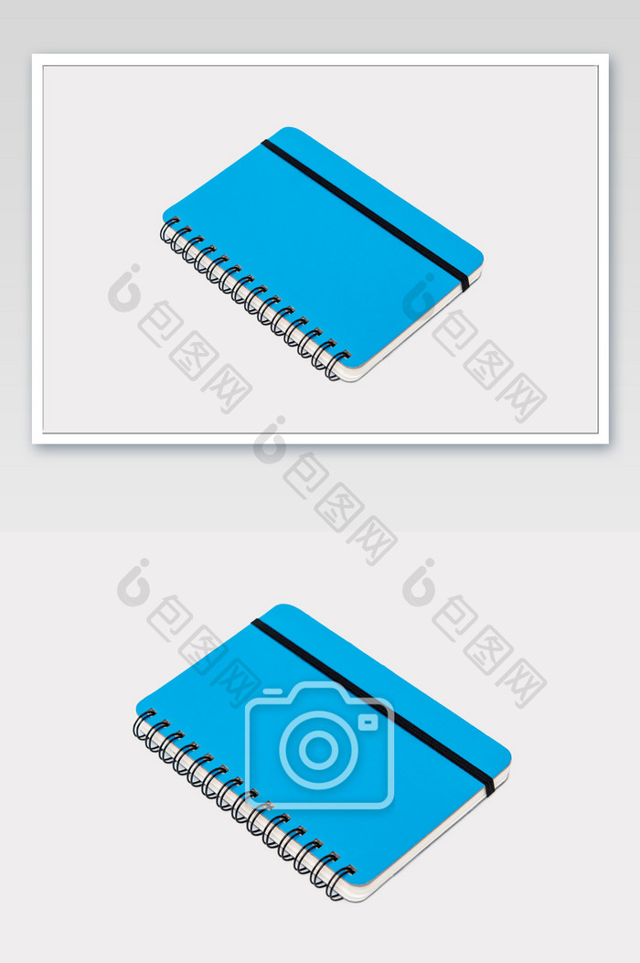 白色背景上的蓝色笔记本元素