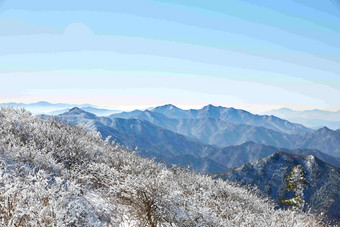 Deogyusan山雪景场景