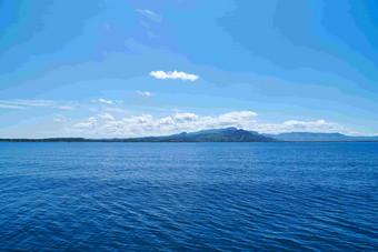 斐济岛屿旅游胜地蔚蓝天空大海风景摄影图