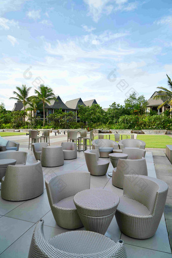 斐济岛公园桌凳摆设风景摄影图
