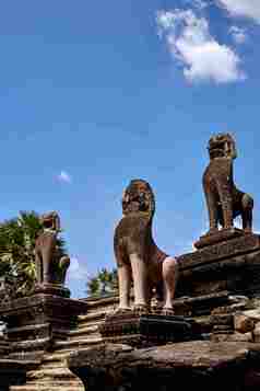 柬埔寨寺庙旅游景点狮子建筑Angkor窟