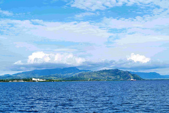 斐济旅游远山<strong>海洋蓝色天空</strong>景观摄影图