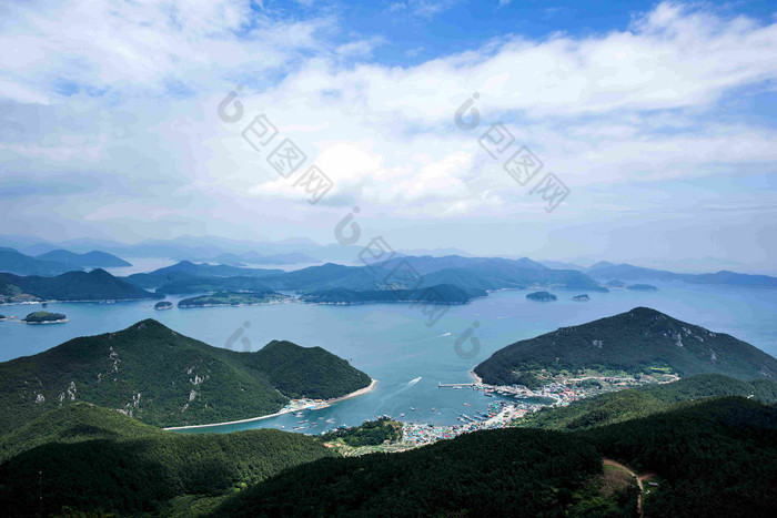 韩国海岸岩石海湾风景摄影图