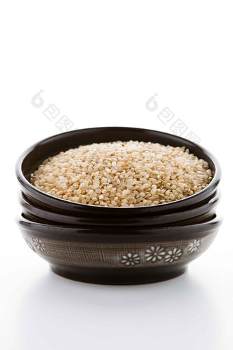 粮食碗棕色的大米
