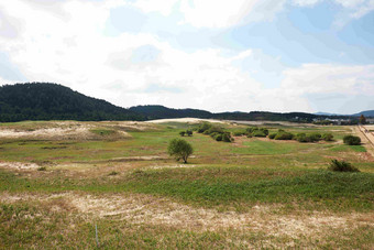 远山草地韩国自然风景