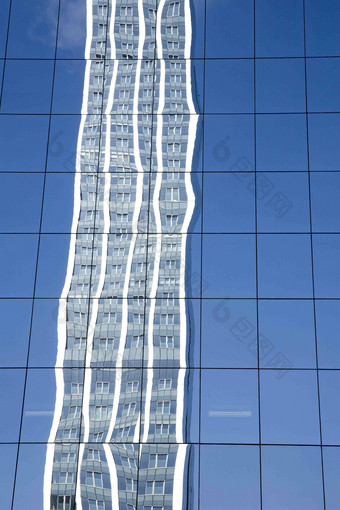 体系结构摩天大楼城市反射场景图