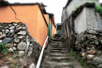 村庄楼梯小路石头老台阶风景摄影图