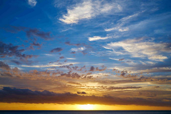 云海斐济日落海边天空风光摄影图