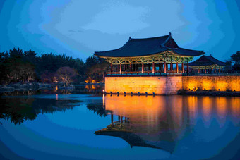 Anapji池塘体系结构Gyeongsangbukdo