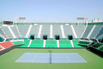 首尔体育场网球法观众席宏观摄影图