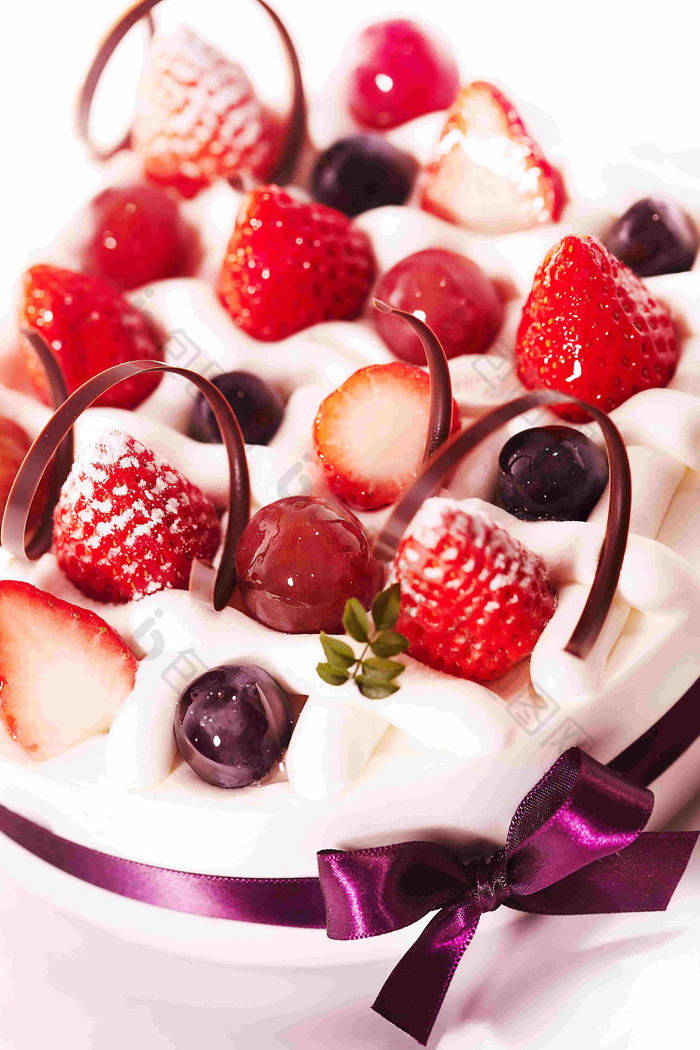 美味的草莓水果蛋糕周年纪念日静物图