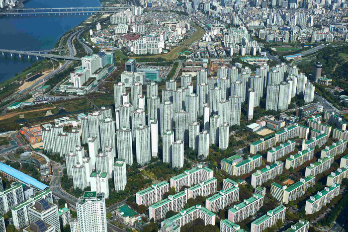 空中航空照片首尔小镇
