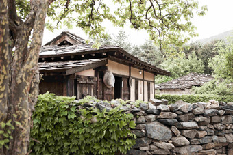 村落小镇古迹房屋韩式建筑风景图