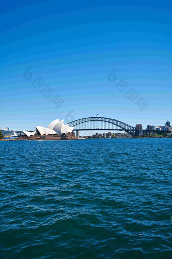 港口桥悉尼歌剧院远观摄影图