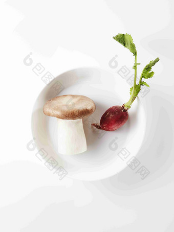 新鲜蔬菜蘑菇红萝卜静物摄影图