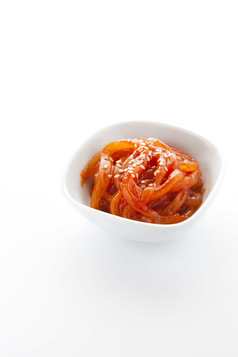 韩国传统的食物酱鱿鱼丝海鲜摄影图