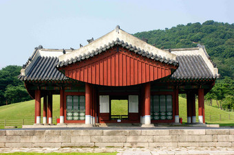 韩国寺庙古式建筑亭阁景观摄影图