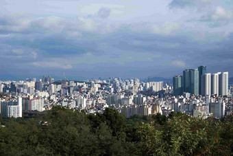 全景俯拍韩国首尔城市