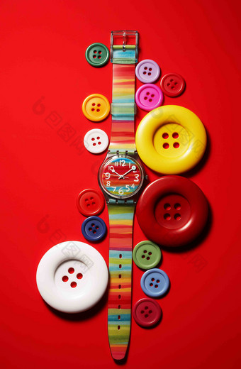 儿童彩色手表纽扣场景广告素材