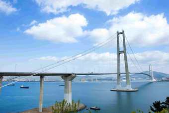 连江大桥吊桥交通要道景观摄影图