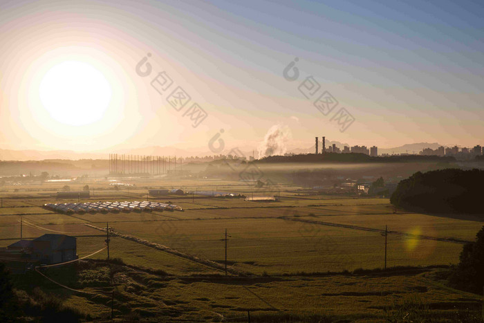 落日阳光洒满大地农业风景摄影图