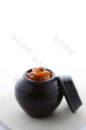 韩国海鲜泡菜坛子静物摆拍摄影图