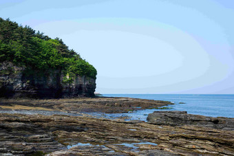 Chaeseokgang悬崖沉积岩地质