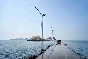 沿海涡轮风扇工具风车风景摄影图