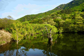 湖光山色水面倒影