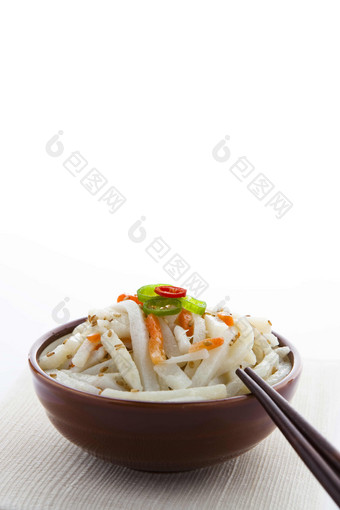 韩国土豆萝卜丝艺术餐具摆拍图