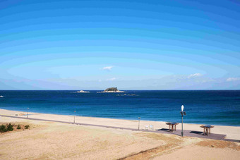 蓝色大海天空沙滩海景