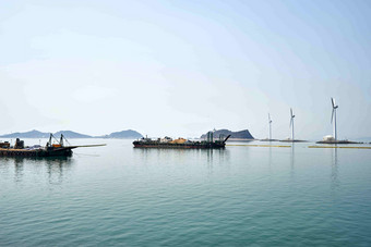 涡轮海岛站轮船渔船风景摄影图
