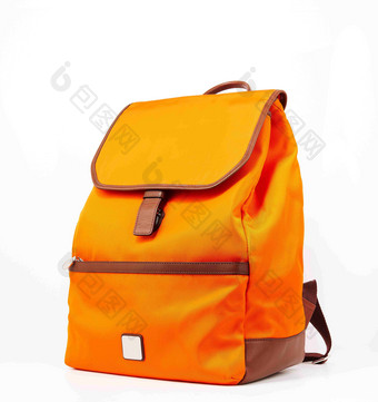 橙色<strong>黄色</strong>棕色镶边时尚双肩包背包