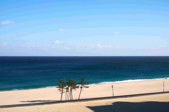 蓝色大海海滩风景图