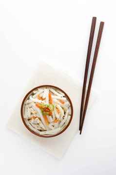 韩式餐具碗筷土豆条蔬菜摆拍摄影图