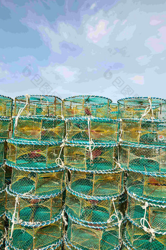海边运输海滩海洋渔网摄影图