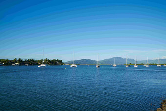 沿海游艇船港口船只蔚蓝<strong>大海风景</strong>摄影图