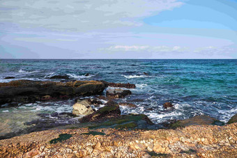 海边礁石岩石海上风光