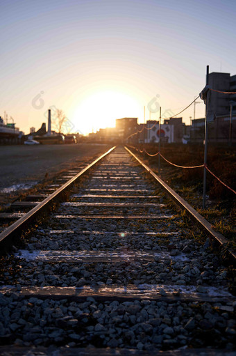 韩国早晨某处废弃<strong>铁路</strong>特写