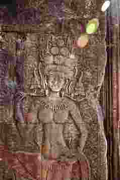 Angkor窟柬埔寨古迹名画雕刻墙壁摄影