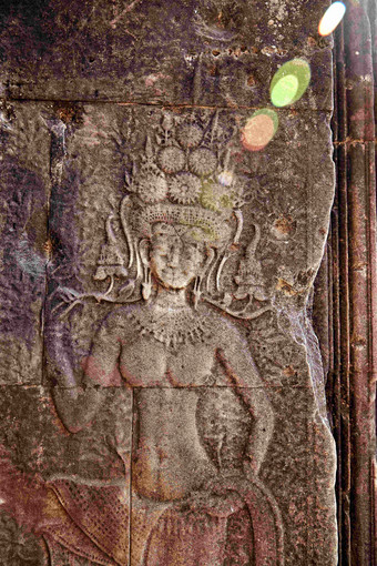Angkor窟柬埔寨古迹<strong>名画</strong>雕刻墙壁摄影