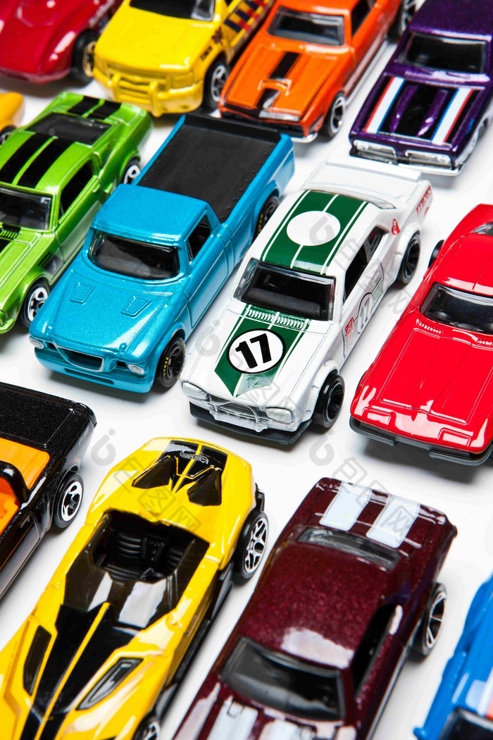 各种汽车模型玩具细节摄影图