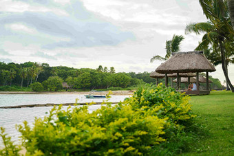 森林公园河流沿河亭子风景<strong>摄影图</strong>