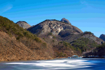 湖泊高山蓝天风景摄影他