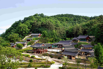 古代儒家学院结构建筑物遗址摄影图