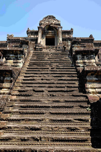 Angkor窟柬埔寨名胜古迹古楼梯景观图